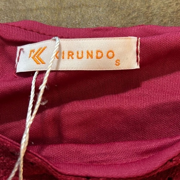 KIRUNDO Womens Eyelet High Neck Tank Top Sleeveless Blouse Deep Pink. Size Small - Picture 3 of 5